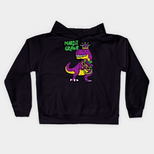 Mardi Grawr TRex Dino Toddler Kids Mardi Gras Boys Kids Hoodie